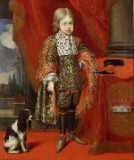 unknow artist Kaiser Joseph I. (1678-1711) im Alter von sechs Jahren mit einem Hund, in ganzer Figur oil painting on canvas